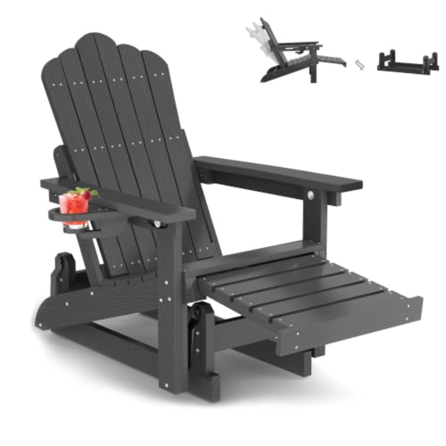 Adirondack Chair Wood - Adirondack Glider-Stuhl mit ausziehbarem Fußhocker, verstellbarer