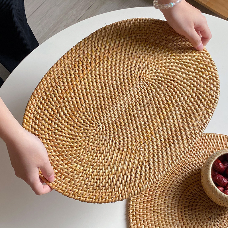 Outdoor Furniture Cafe - Vietnamesisches Rattan-Untersetzer-Set, hitzebeständige Tassen- und Teekannenunterlagen