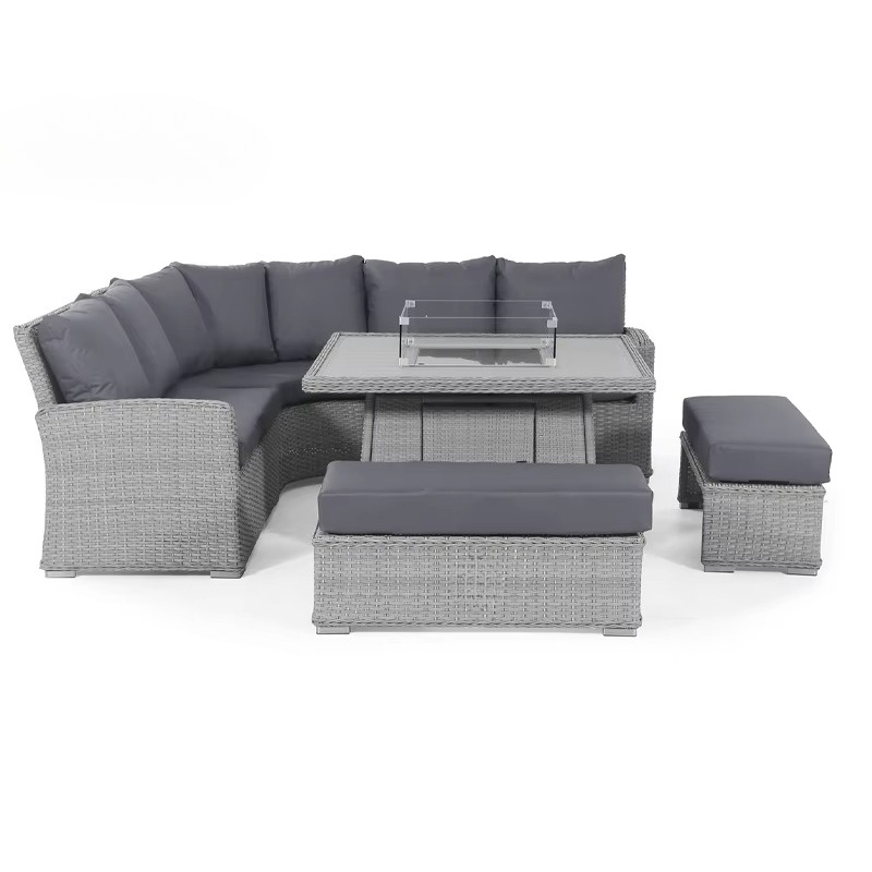 Outdoor Furniture With Fire Pit - Garten-Terrassen-Sofa-Set Wasserdicht 4-teilig Wetterfestes Rattan-Lounge-Set Aluminium
