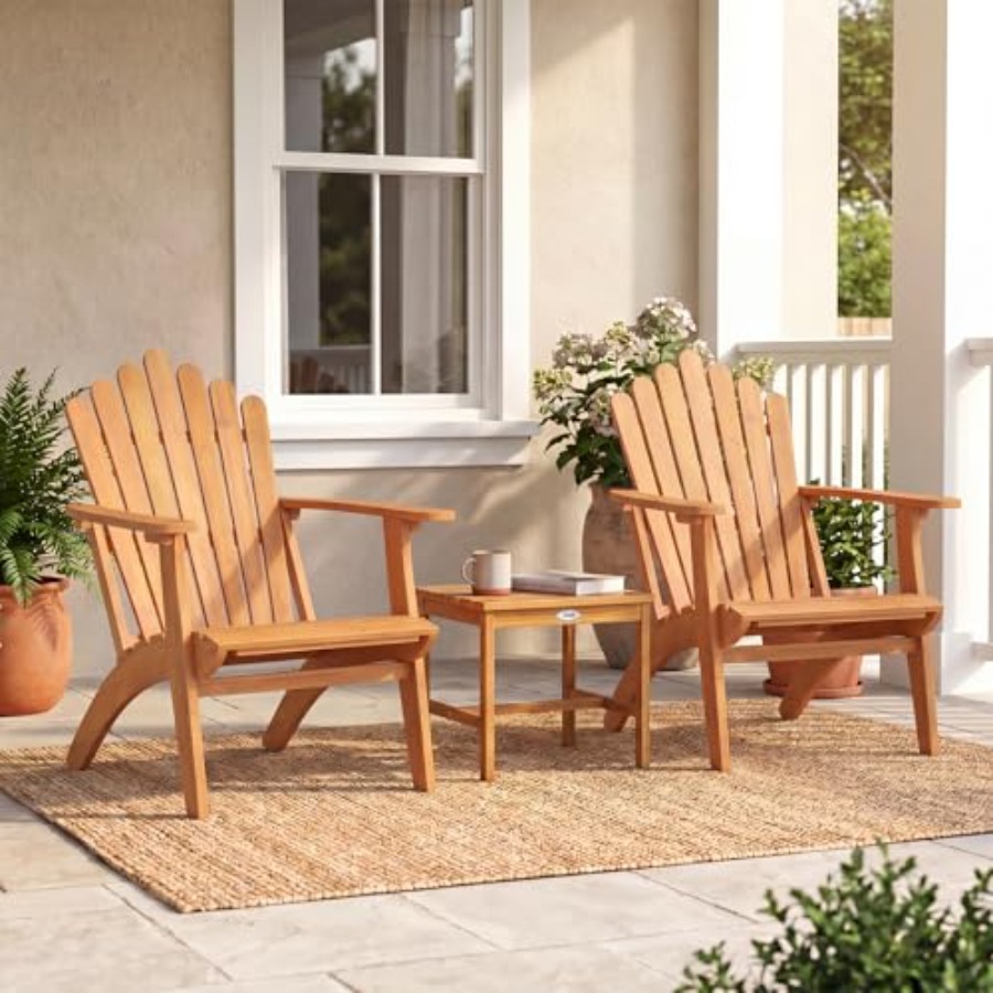 Adirondack Chair Wood - Adirondack-Stuhl-Set mit 2 Stühlen und Beistelltisch,