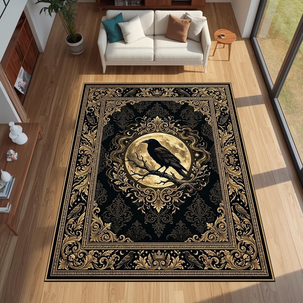 Outdoor Furniture Cafe - Gothic Golden Raven Full Moon Print