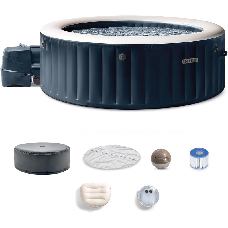 Inflatable Hot Tub - Blubber-Massage-Spa-Set: INTEX PureSpa Plus 6-Personen Runder