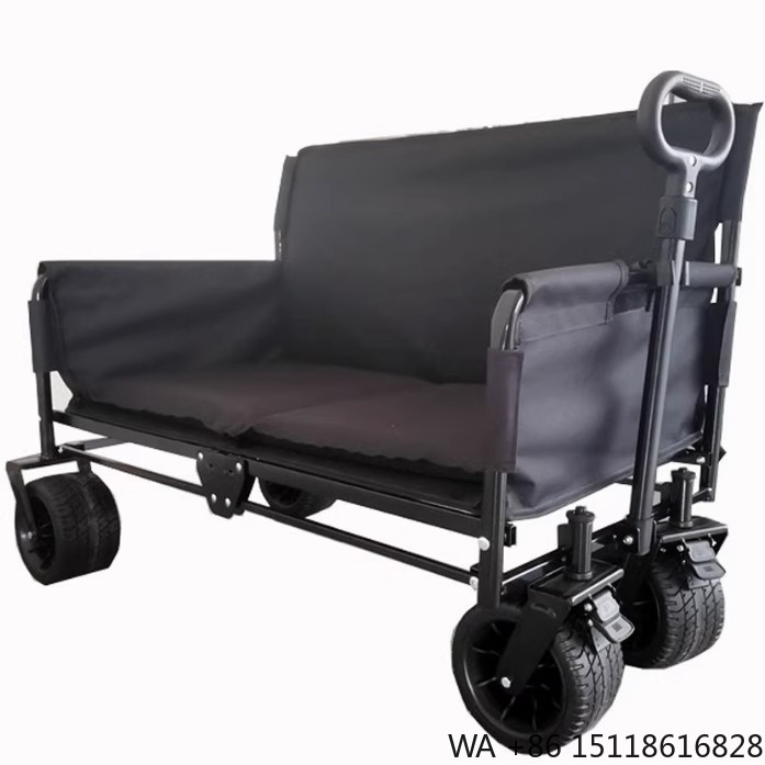Outdoor Furniture Recliner Set - JXFT Multifunktionaler Vierrad-Metall-Outdoor-Klappwagen Liegestuhl-Wagen für Camping