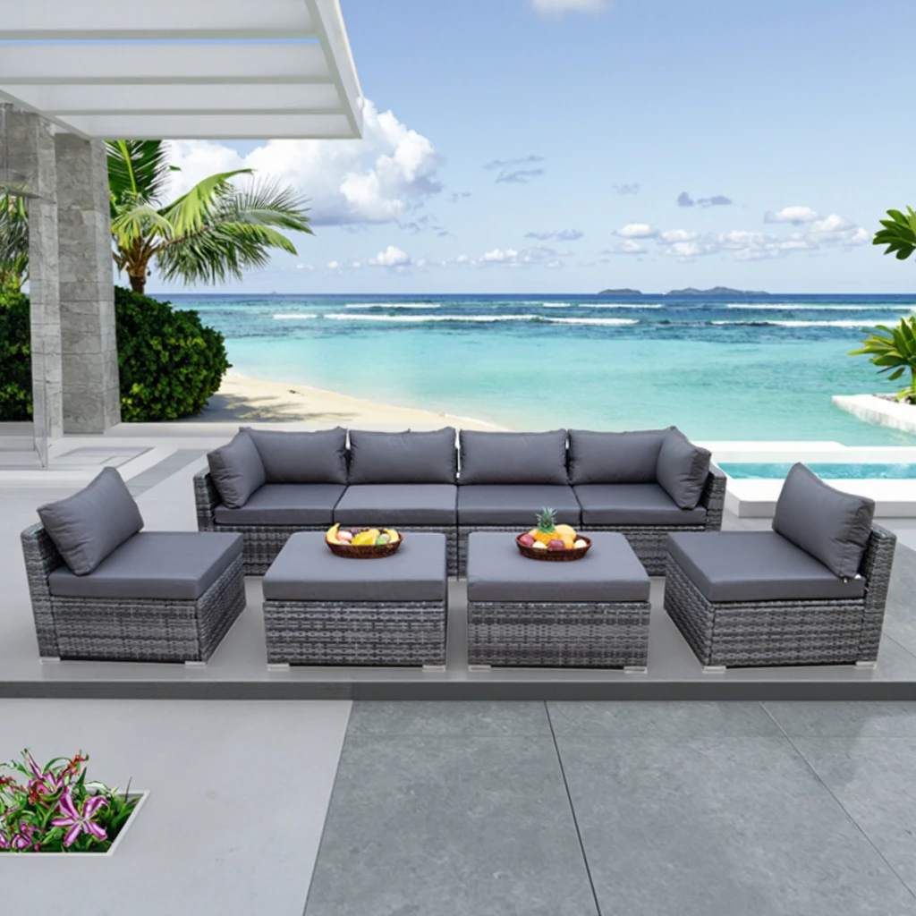 Outdoor Furniture With Fire Pit - Moderne Outdoor-Möbel Sofa Gartenmöbel-Set PE-Rattan Garten-Sets