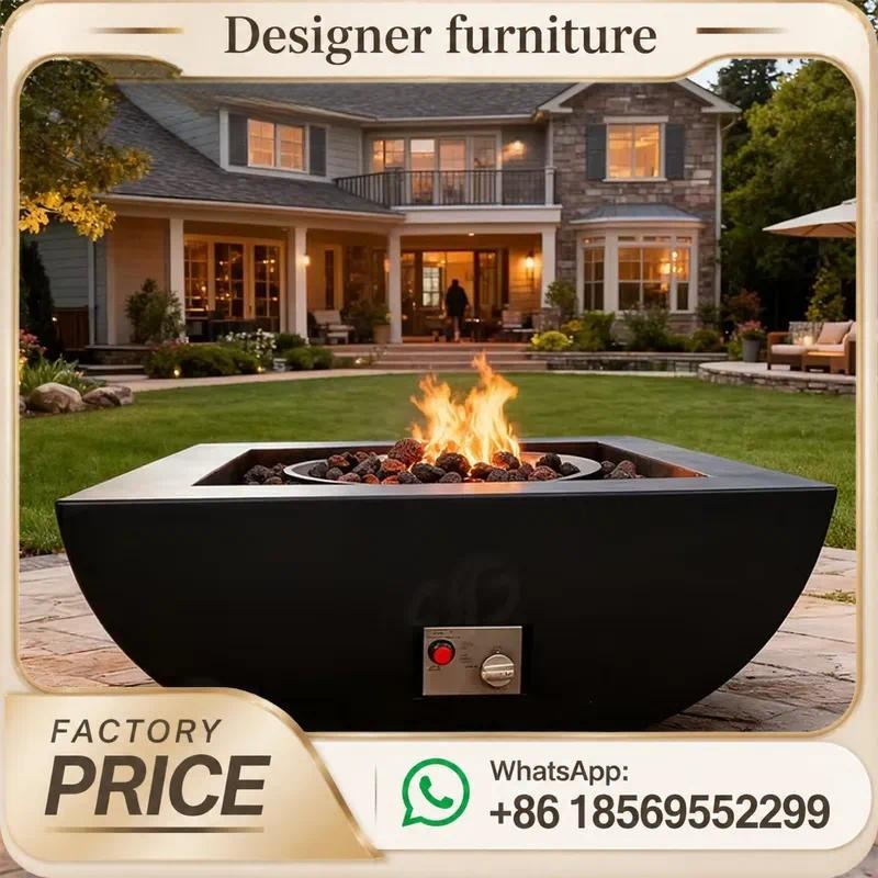 Outdoor Furniture And Fire Pit - Maßgefertigter Outdoor-Gasfeuertisch aus Stahl für die
