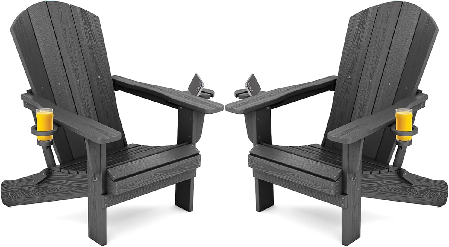 Outdoor Furniture And Fire Pit - Outdoor-Klappstühle, 2er-Set, robuste Gartenstühle mit Getränkehaltern,