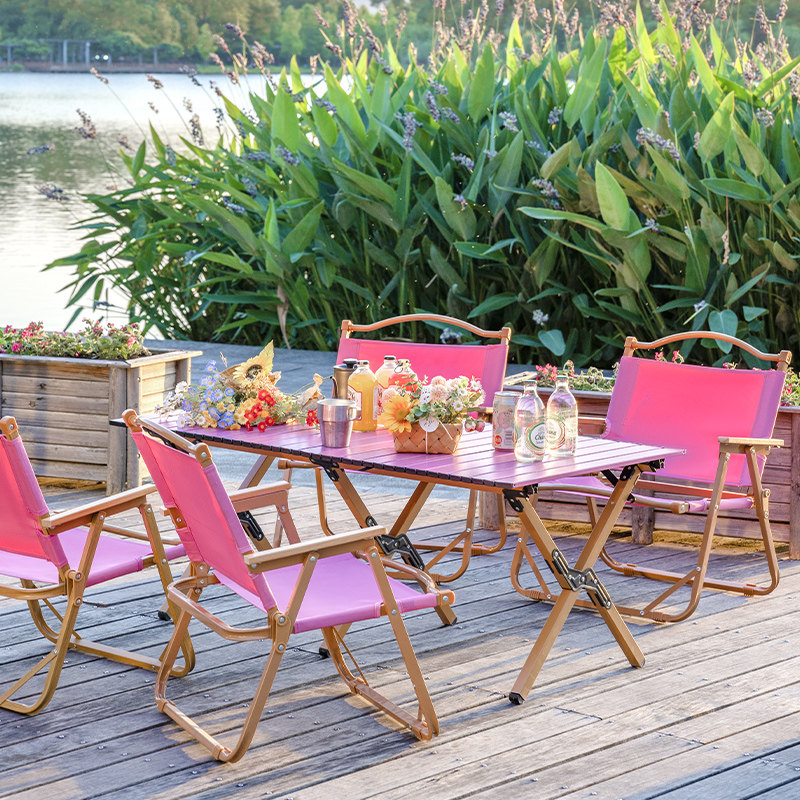 Outdoor Furniture Egg Chair - Tragbarer Klappbarer Eierrollentisch & 4-Stühle-Set Outdoor