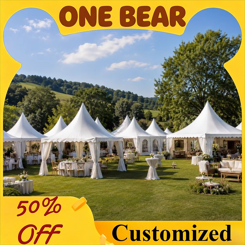 Outdoor Furniture Fabric - Anpassbares weißes Pagodenzelt mit spitzem Dach,