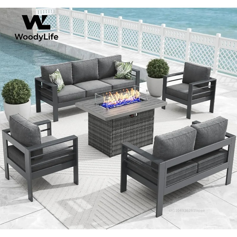 L5-teiliges modernes Aluminium – Outdoor Furniture With Fire Pit Bewertung und Preis
