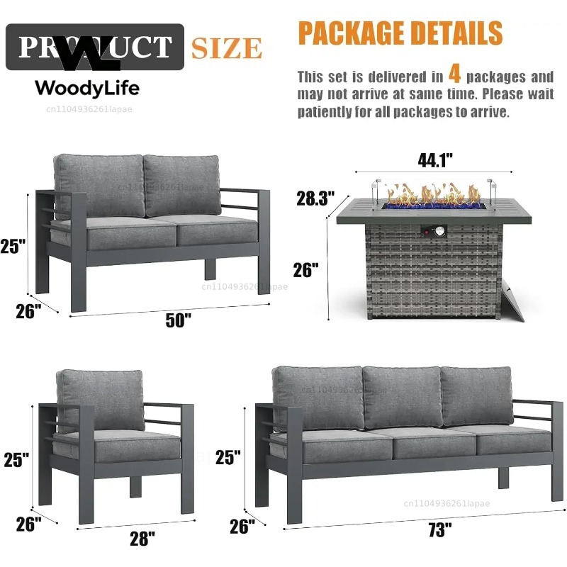 L5-teiliges modernes Aluminium – Outdoor Furniture With Fire Pit Bewertung und Preis
