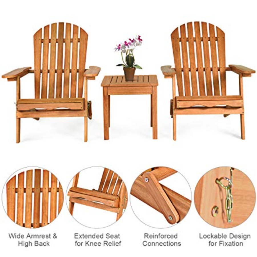 Adirondack-Stuhl-Set, 3-teilig – Adirondack Chair Wood Bewertung und Preis
