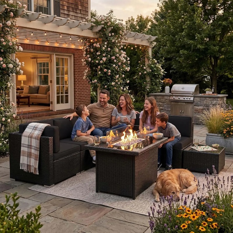 8-teiliges Gartenmöbel-Set aus – Outdoor Furniture And Fire Pit Bewertung und Preis