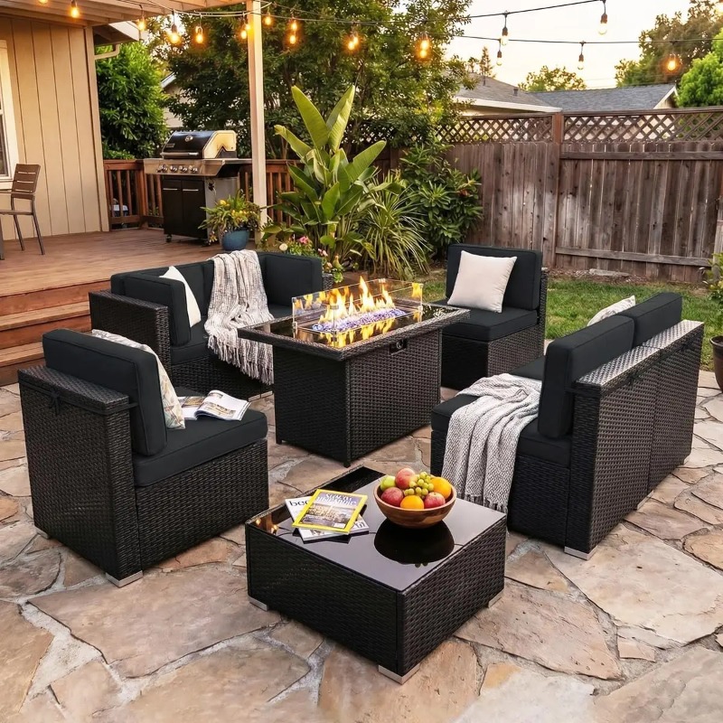 8-teiliges Gartenmöbel-Set aus – Outdoor Furniture And Fire Pit Bewertung und Preis