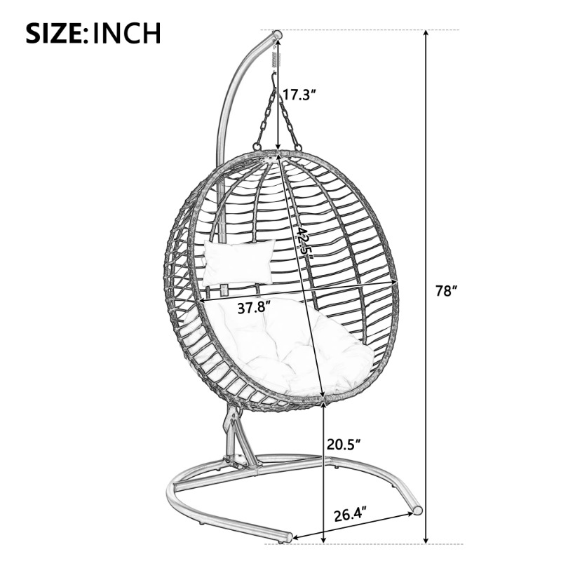 U-förmiger, klappbarer Hängese – Outdoor Furniture Egg Chair Bewertung und Preis