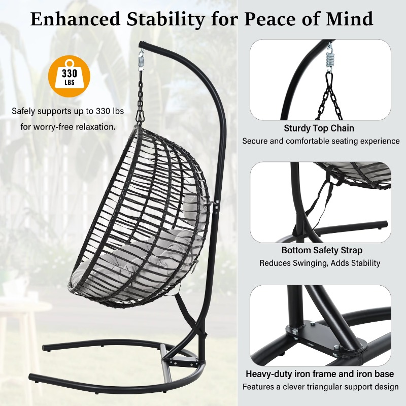 U-förmiger, klappbarer Hängese – Outdoor Furniture Egg Chair Bewertung und Preis