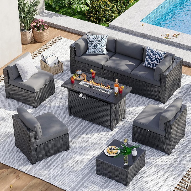 Aoxun 8-teiliges Gartenmöbel-S – Outdoor Furniture And Fire Pit Bewertung und Preis