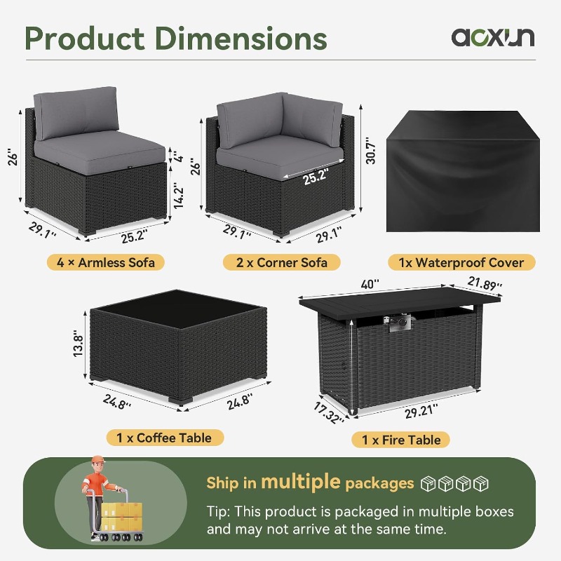 Aoxun 8-teiliges Gartenmöbel-S – Outdoor Furniture And Fire Pit Bewertung und Preis