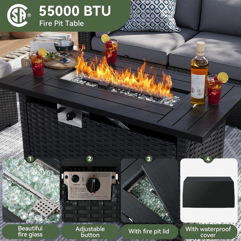 Aoxun 8-teiliges Gartenmöbel-S – Outdoor Furniture And Fire Pit Bewertung und Preis