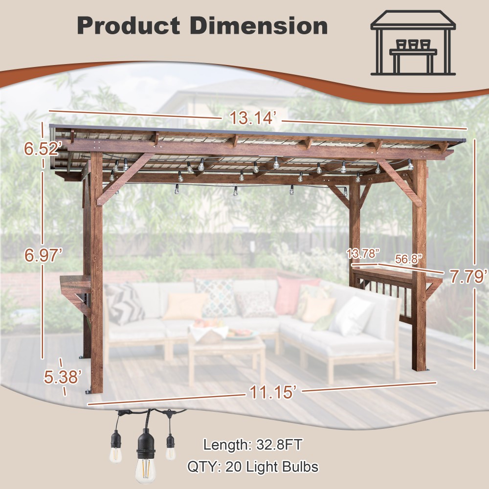 13' x 6,5' Moderne Holzpergola – Outdoor Furniture Gazebo Bewertung und Preis