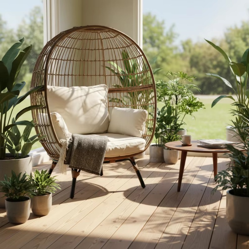 Hochwertiger Outdoor-Rattan-Ei – Outdoor Furniture Egg Chair Bewertung und Preis